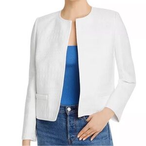 Lafayette 148 White Kate Textured Jacket, Small